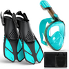 Masque intégral et palmes de plongée Greatever G1 pour adultes - Cyan
