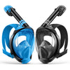 Greatever Adult Full Face Snorkel Mask - Snorkeling Gear 2PCS - Black+Blue
