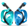 Greatever Adult Full Face Snorkel Mask - Snorkeling Gear 2PCS - Green+Blue