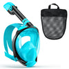 Adult Full-Face Snorkel Mask | PE & Anti-Fog & Leak-Proof & Dry Top & Camera Mount - Cyan