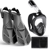 Masque intégral et palmes de plongée Greatever G1 pour adultes - Noir