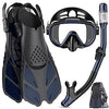 Greatever Adults Snorkel Set | With Adjustable Flippers, Diving Set with Snorkel Mask - Navy Blue