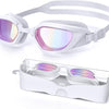 Lunettes de natation Greatever pour adultes, antibuée et protection UV - Blanc/Rose galvanisé