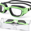Lunettes de natation Greatever pour enfants de 6 à 14 ans - Noir/Vert-transparent