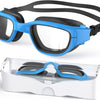 Lunettes de natation Greatever pour enfants de 6 à 14 ans - Noir/Bleu-transparent