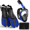 Masque intégral et palmes de plongée Greatever G1 pour adultes - Bleu