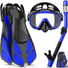 Ensemble de plongée Greatever pour adultes avec palmes et masque de plongée  - Bleu