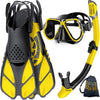 Greatever Adults Mask Fins Snorkel Set Snorkeling Gear - Yellow Black