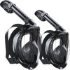 Greatever G2 Adults Kids Full Face Snorkel Mask 2 Pcs | Parents and kids - Black