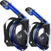 Greatever G2 Adults Kids Full Face Snorkel Mask 2 Pcs | Parents and kids - Black Blue