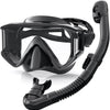 Greatever Snorkel Set Pano 3 Window Snorkel Mask For Adults - Black