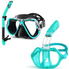 Ensemble masque et tuba demi-visage Greatever G3 pour adultes - Cyan