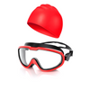 🎁 Greatever Adults Swimming Goggles Cap Set (100% off) - Red