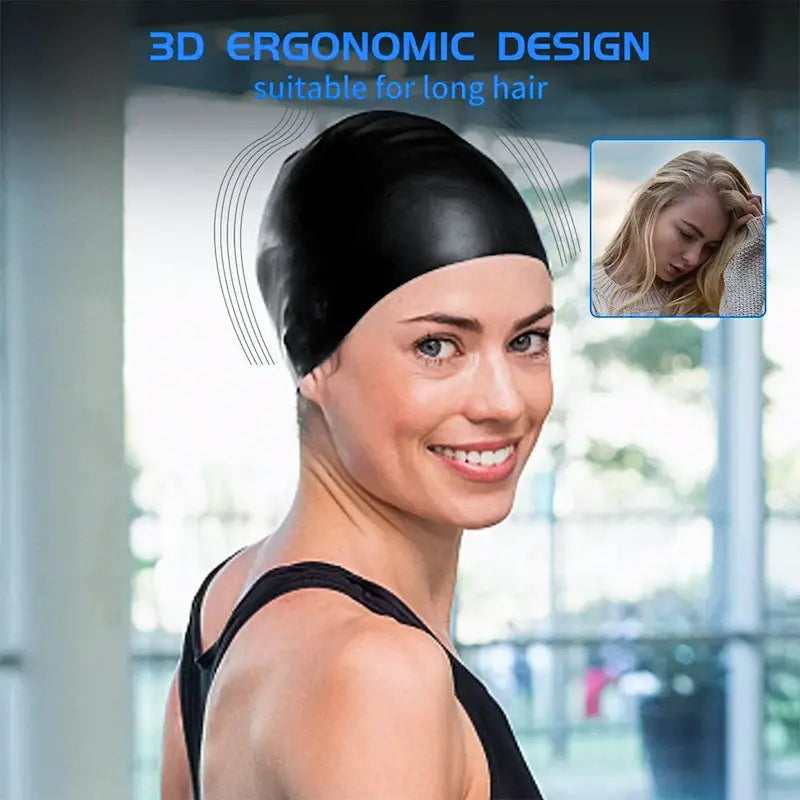 Greatever Black Swim Cap 3D ergonomic design