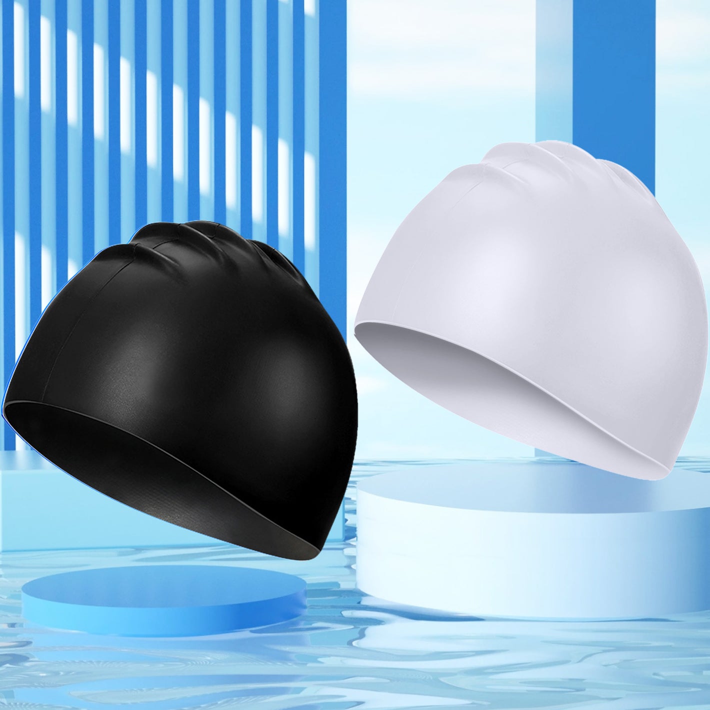 Greatever Adults Swimming Caps High Elasticity Silicone Swimcap（2PCS）