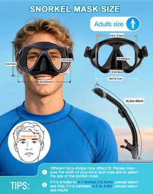 Greatever Adults Mask Fins Snorkel Set Snorkeling Gear(Free shipping)