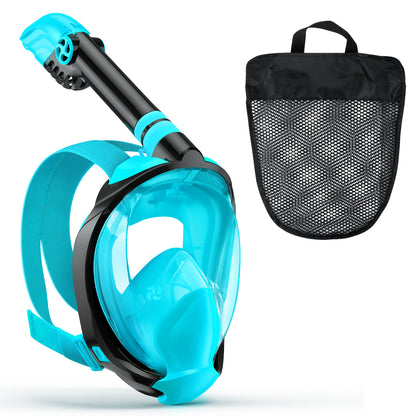 Adult Full Face Snorkeling Mask, PE Material, with Dry Top Respiratory System, Anti-Fog and Leak-Proof Snorkel, Detachable Camera Mount