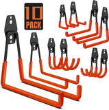 Garage Hooks, 10 Pack Wall Storage Hooks with 2 Extension Cord Storage Straps