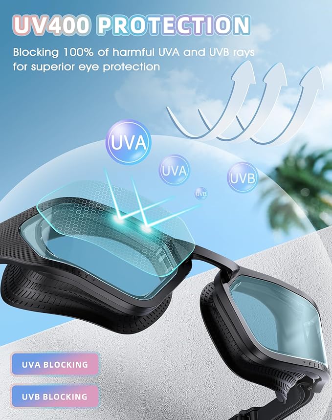 anti fogging swimming goggles Greatever Anti-fog Swimming Goggles, HD Wide View Goggles Unisex-Adult G11-black/ Light Brown Lens