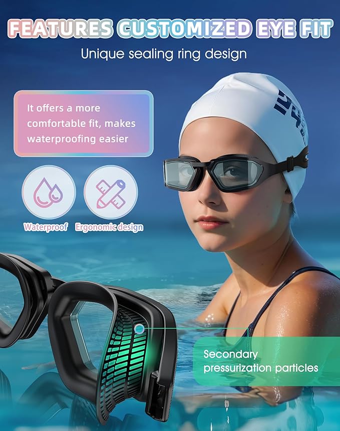 swimming goggles fit Greatever Anti-fog Swimming Goggles, HD Wide View Goggles Unisex-Adult G11-black/ Light Brown Lens