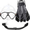 Greatever Kids Snorkel Set, Mask Fins Snorkeling Gear for Kids - Black