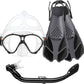 Kids Snorkel Set, Mask Fins Snorkeling Gear for Kids Anti-Fog Swim Goggles 180 Panoramic View Dry Top Snorkel and Dive Flippers Combo with Travel Bag for Snorkeling Training Swimming Diving