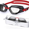 Greatever Swim Goggles Adults, Anti-Fog UV Protection Goggles - Black Red/Clear