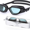 Greatever Swim Goggles Adults, Anti-Fog UV Protection Goggles - Black/Clear Blue