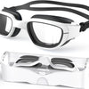 Kids Swim Goggles,Swimming Goggles for Kids 6-14, Anti-Fog UV Protection Pool Goggles for Boys Girls - Black/White-clear