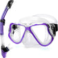 Greatever Dry Snorkel Set Panoramic Wide View Anti-Fog Scuba Diving Mask