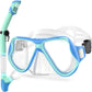 Greatever Kids Dry Snorkel Set | Panoramic Wide View Anti-Fog Scuba Diving Mask