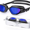 Greatever Swim Goggles Adults, Anti-Fog UV Protection Goggles - Black/Electroplated Blue