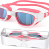 Kids Swim Goggles,Swimming Goggles for Kids 6-14, Anti-Fog UV Protection Pool Goggles for Boys Girls - Coral/White-clear Smoke