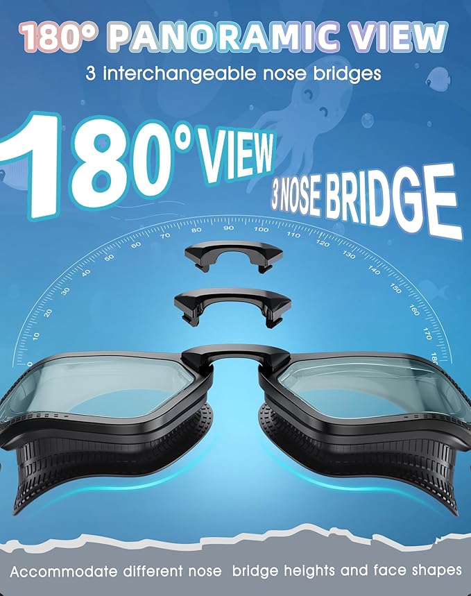 swimming goggles with degree Greatever Anti-fog Swimming Goggles, HD Wide View Goggles Unisex-Adult G11-black/ Light Brown Lens