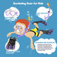 Kids Snorkel Set, Mask Fins Snorkeling Gear for Kids Anti-Fog Swim Goggles 180 Panoramic View Dry Top Snorkel and Dive Flippers Combo with Travel Bag for Snorkeling Training Swimming Diving