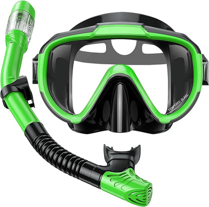 Greatever Snorkel Set Adults Snorkeling Gear Anti-Fog Panoramic View Swim Mask