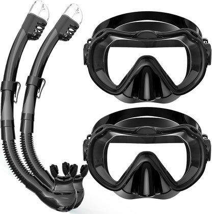 Greatever Snorkel Mask Set 180° Panoramic View Snorkel Gear for Adults 2PCS