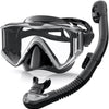 Greatever Snorkel Set Pano 3 Window Snorkel Mask For Adults - Black Silver