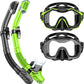 Greatever Dry-Top Snorkel Set With 180°Panoramic Wide View Diving Mask for Adults