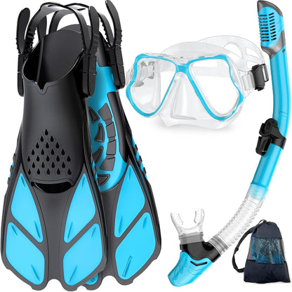Snorkeling Set with Panoramic View Mask and Dry Top Snorkel