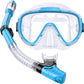 Greatevet Kids Snorkel Set, Anti-Fog Panoramic Tempered Glass Kids Snorkel mask