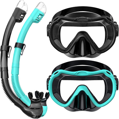 Greatever Snorkel Mask Set 180° Panoramic View Snorkel Gear for Adults 2PCS