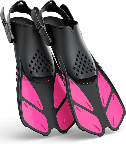 Greatever Kids Snorkel Fins Adjustable Buckles Open Heel Swim Flippers