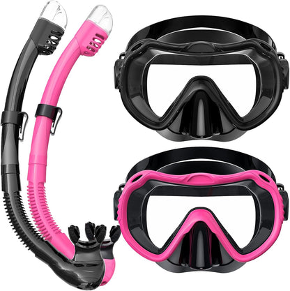 Greatever Snorkel Mask Set 180° Panoramic View Snorkel Gear for Adults 2PCS