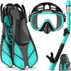 Greatever Snorkel Set Adults with Flippers, Diving Set with Snorkel Mask - Green