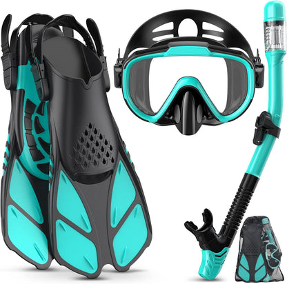 Greatever Snorkel Set Adults with Flippers, Diving Set with Snorkel Mask