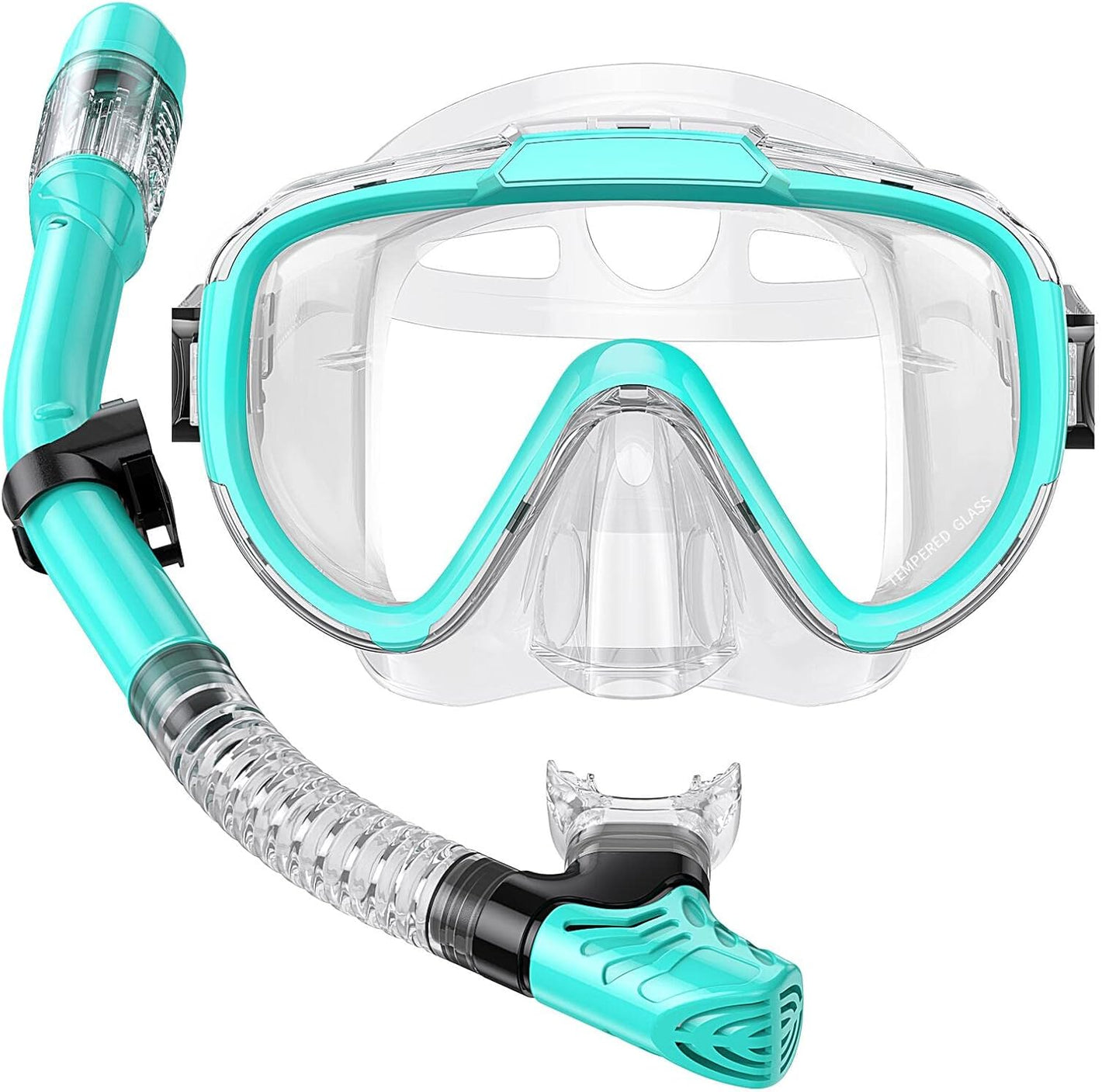 Greatever Snorkel Set Adults Snorkeling Gear Anti-Fog Panoramic View Swim Mask