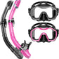 Greatever Dry-Top Snorkel Set With 180°Panoramic Wide View Diving Mask for Adults