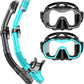 Greatever Dry-Top Snorkel Set With 180°Panoramic Wide View Diving Mask for Adults