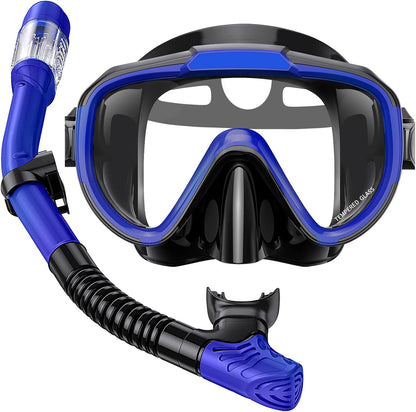 Greatever Snorkel Set Adults Snorkeling Gear Anti-Fog Panoramic View Swim Mask